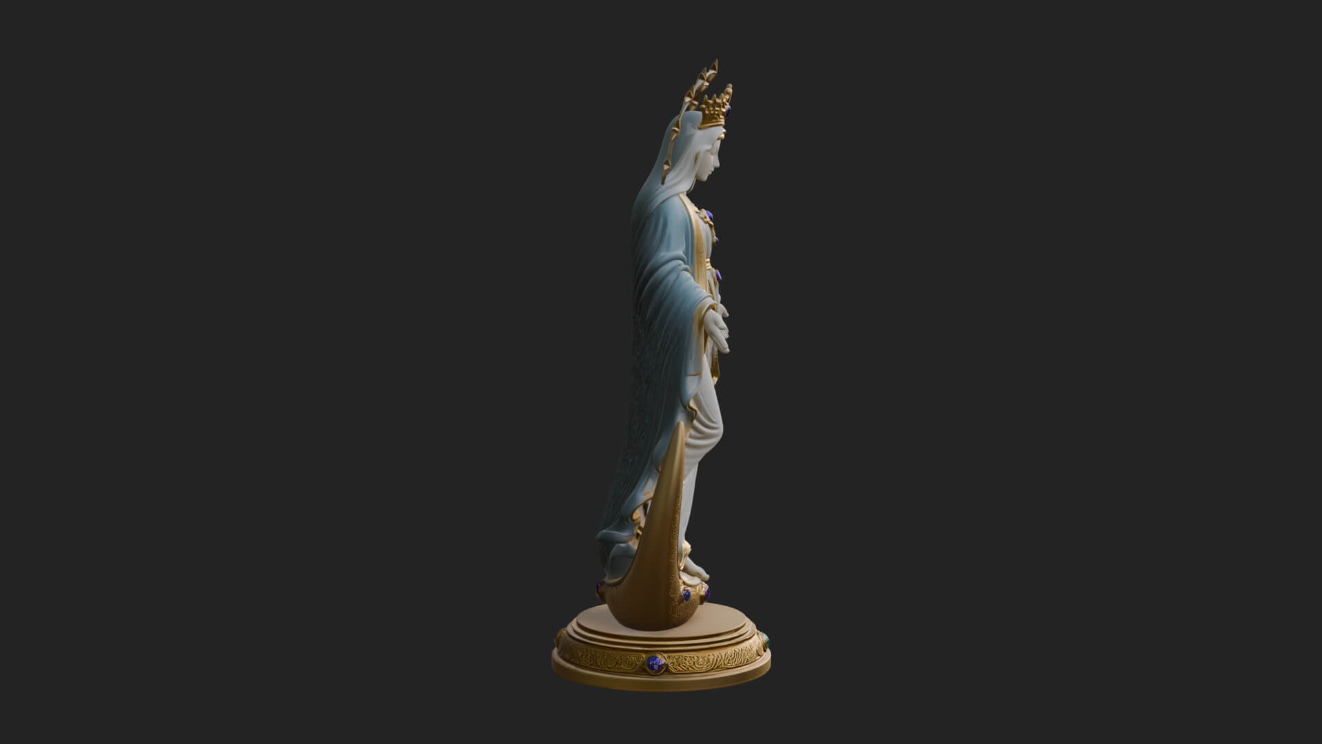 Virgin Mary on Crescent Statue Design 3 3D Print Model 3D Model