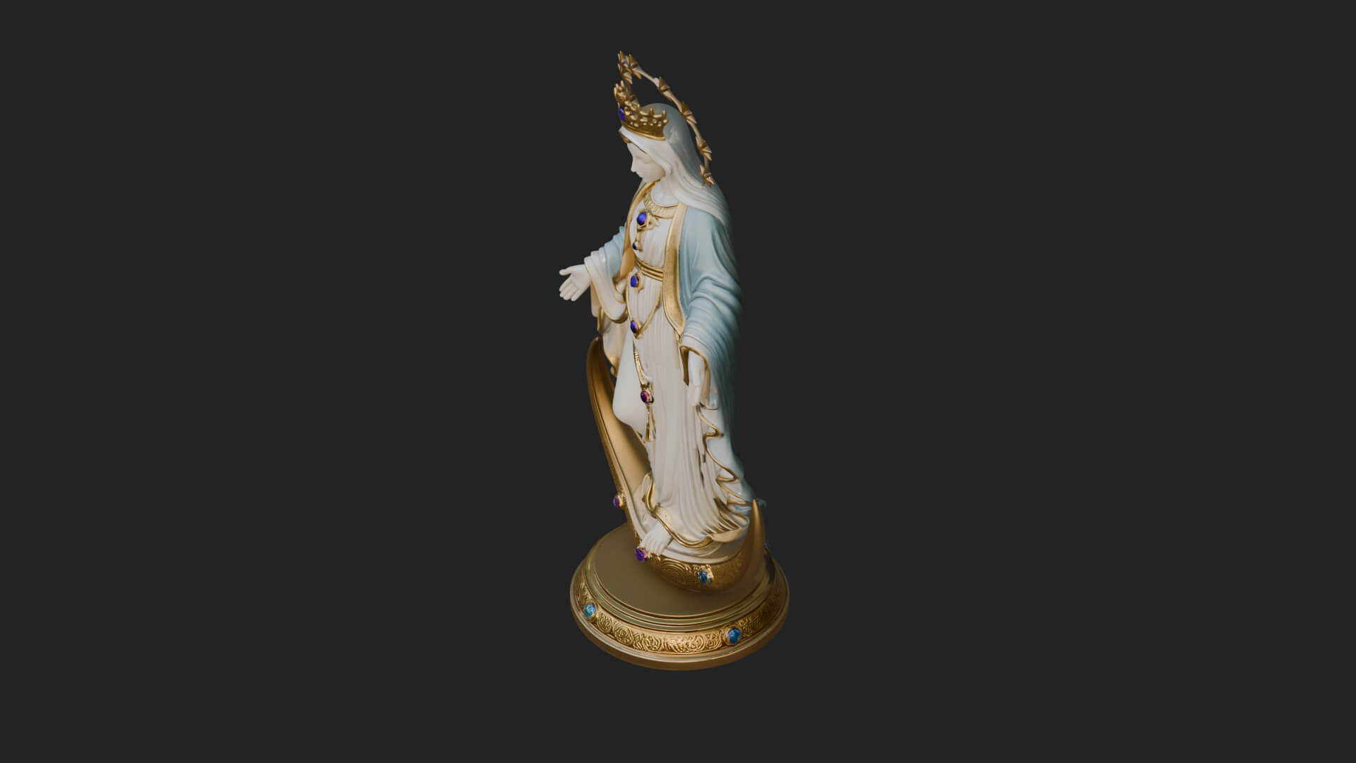 Virgin Mary on Crescent Statue Design 3 3D Print Model 3D Model