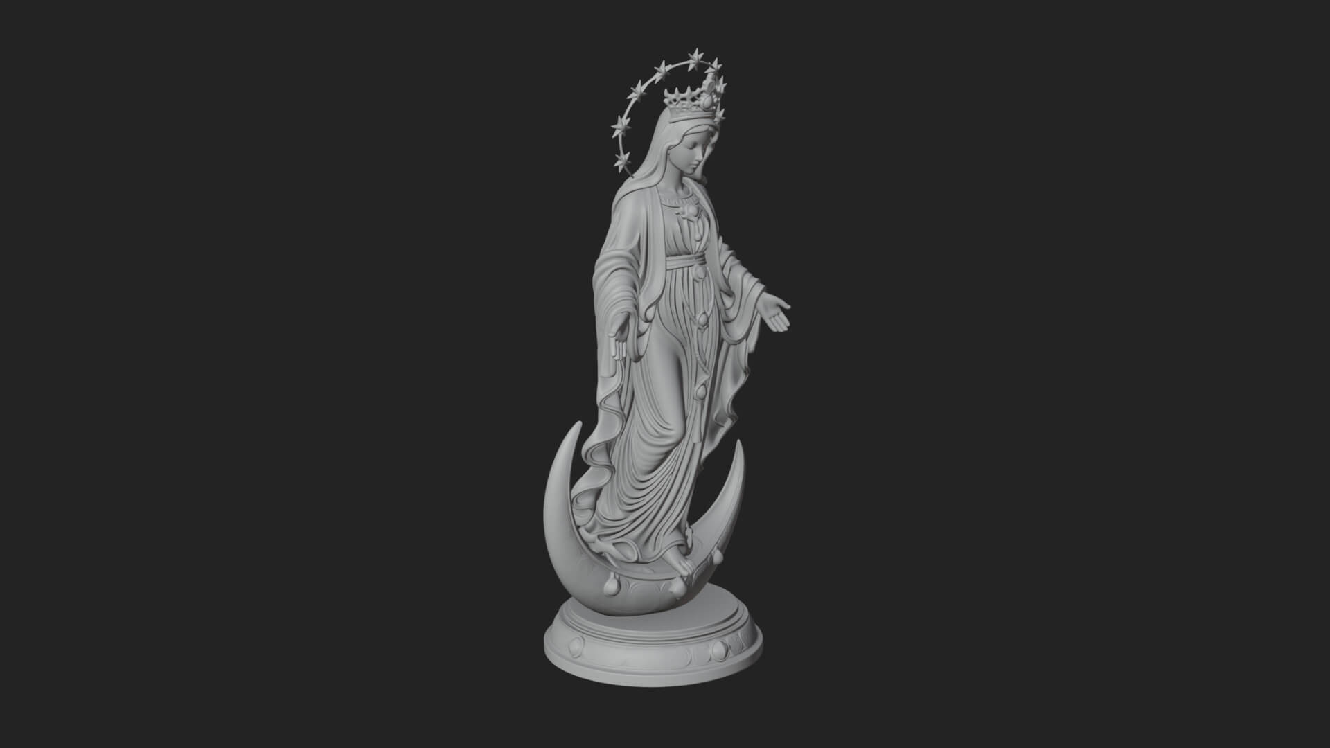 Virgin Mary on Crescent Statue Design 3 3D Print Model 3D Model