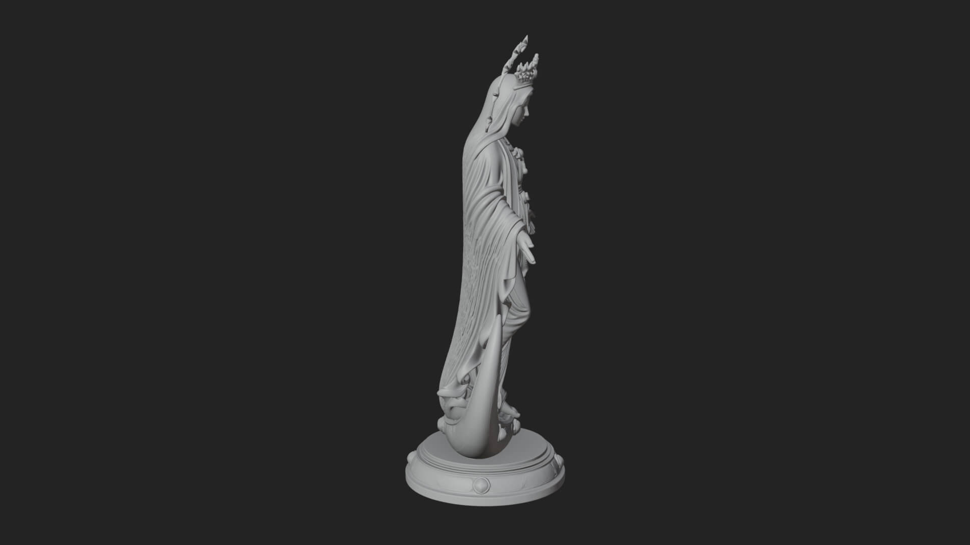 Virgin Mary on Crescent Statue Design 3 3D Print Model 3D Model