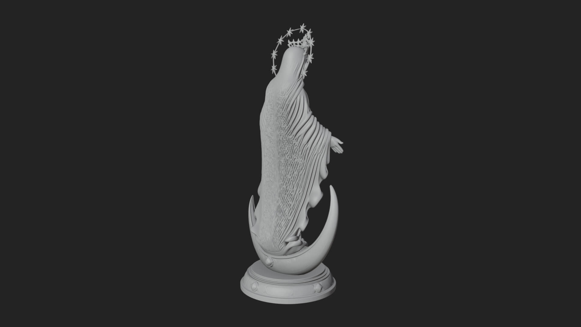 Virgin Mary on Crescent Statue Design 3 3D Print Model 3D Model