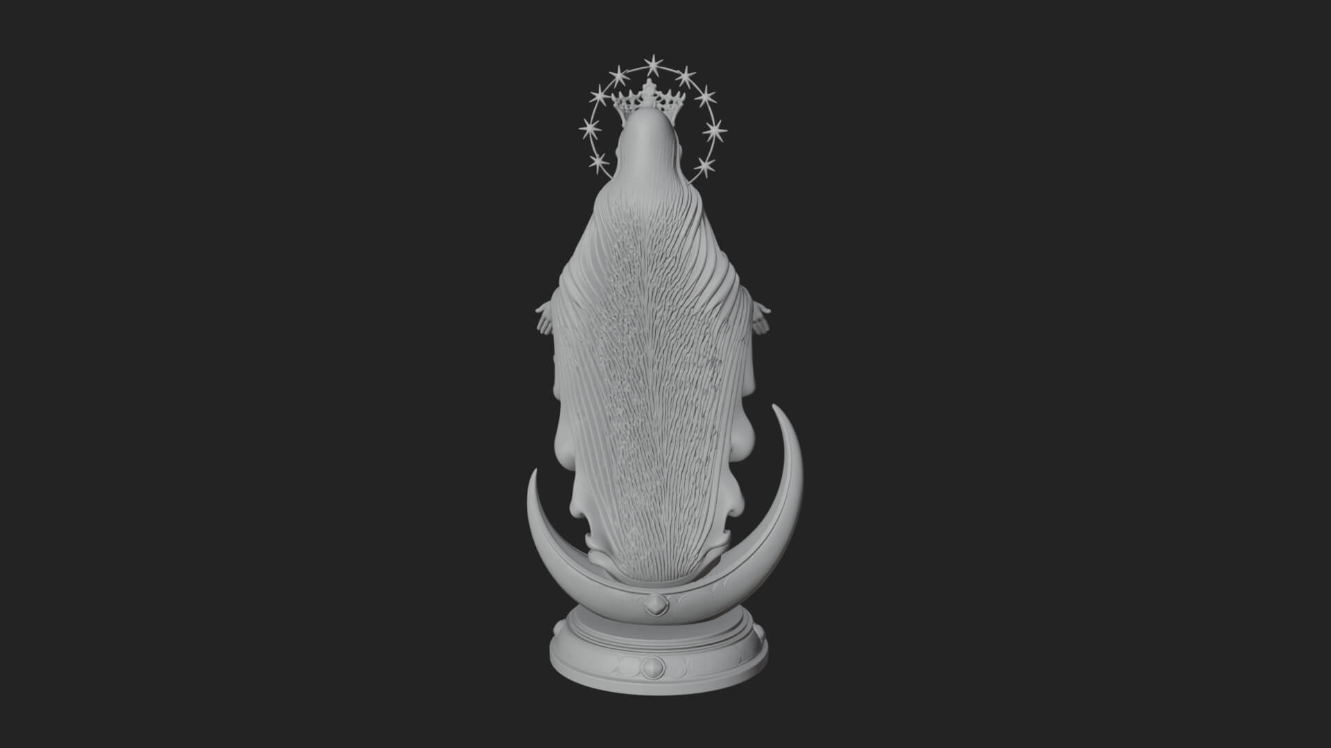 Virgin Mary on Crescent Statue Design 3 3D Print Model 3D Model