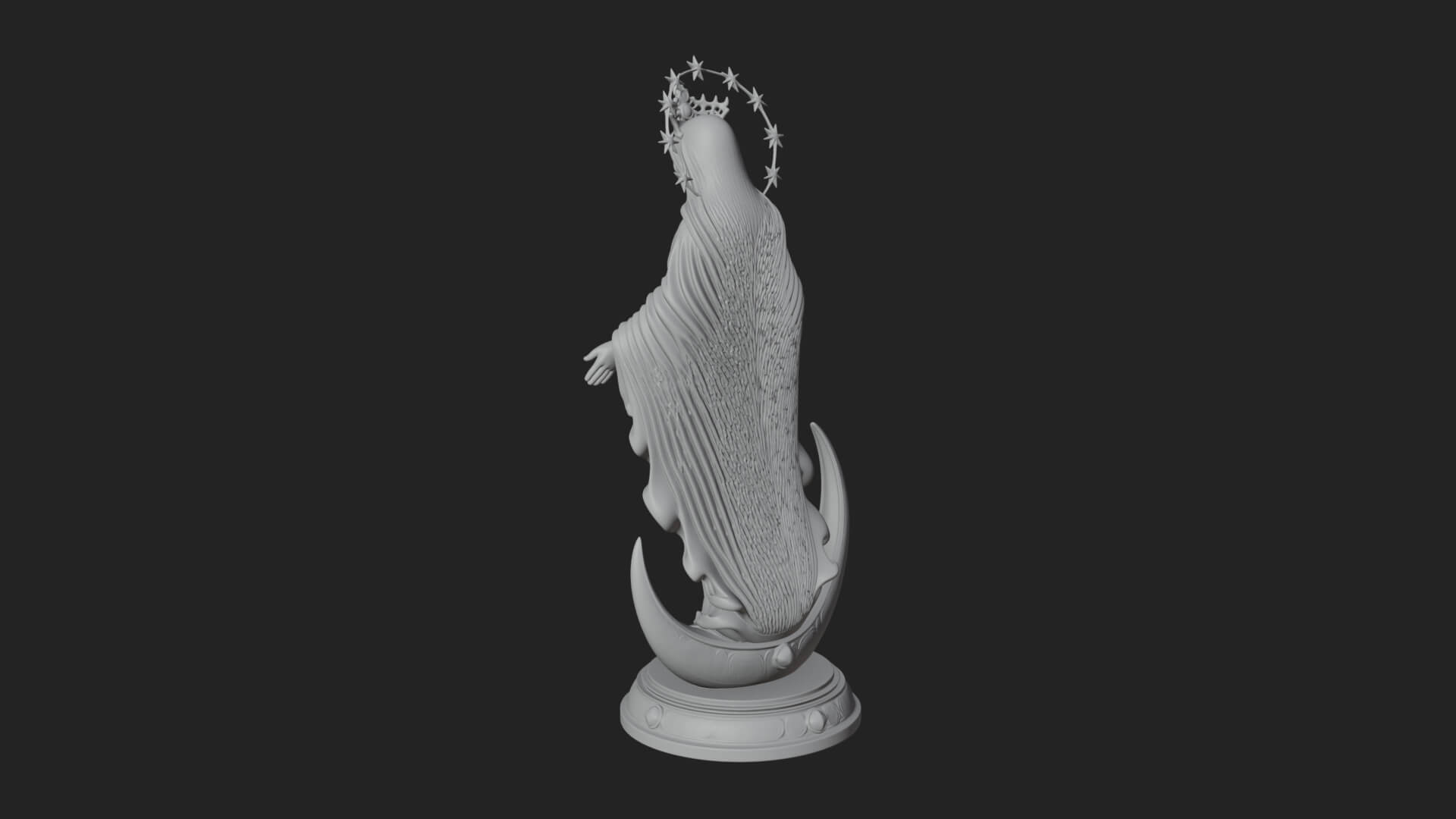 Virgin Mary on Crescent Statue Design 3 3D Print Model 3D Model
