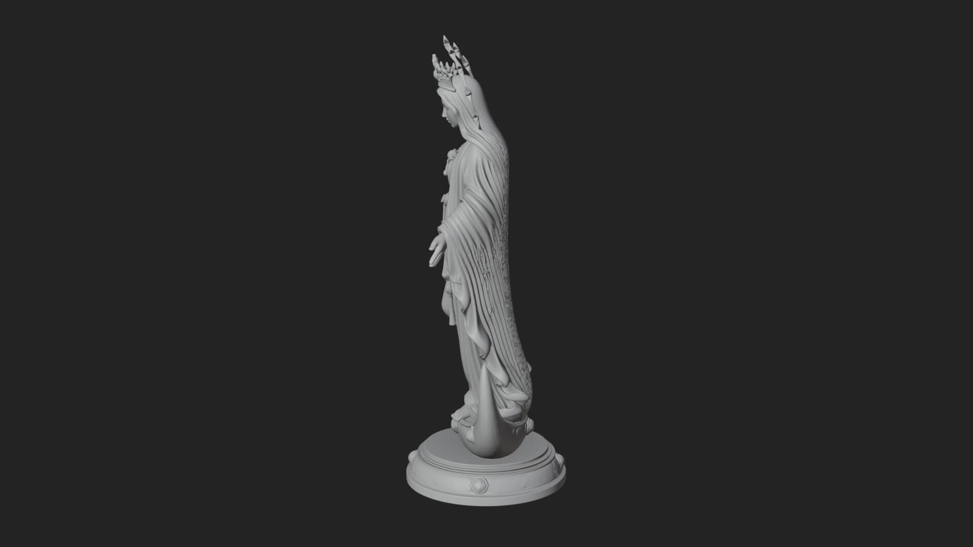 Virgin Mary on Crescent Statue Design 3 3D Print Model 3D Model