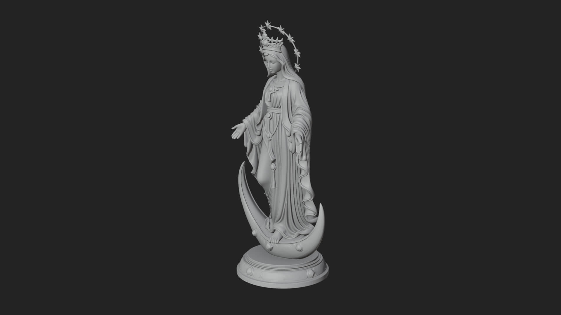 Virgin Mary on Crescent Statue Design 3 3D Print Model 3D Model