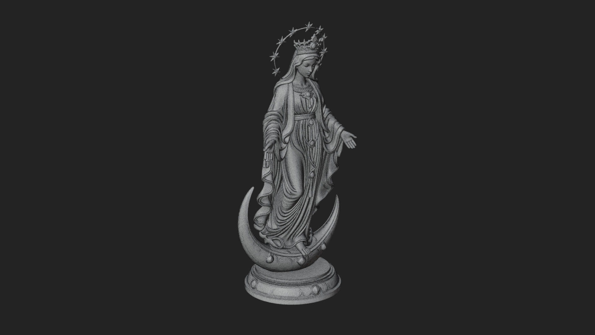 Virgin Mary on Crescent Statue Design 3 3D Print Model 3D Model