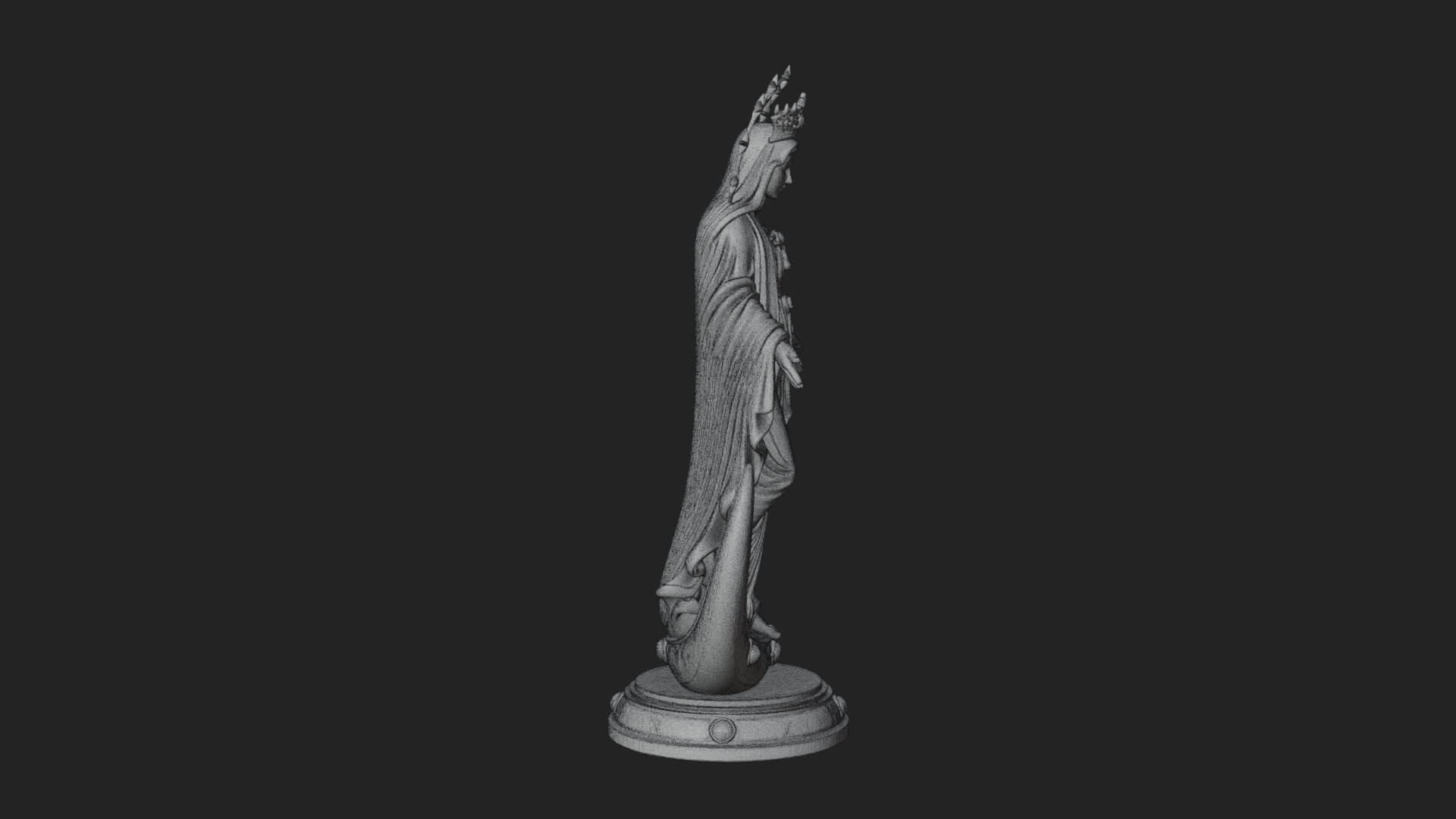 Virgin Mary on Crescent Statue Design 3 3D Print Model 3D Model