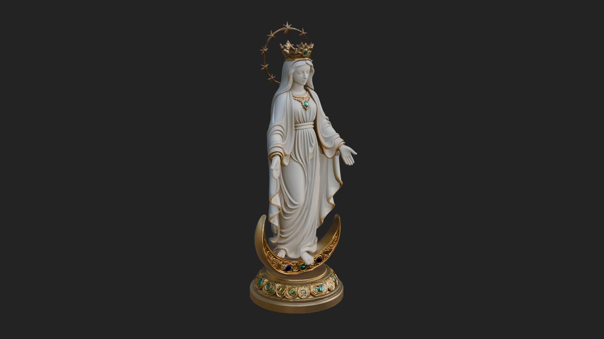 Virgin Mary on Crescent Statue Design 4 3D Print Model 3D Model
