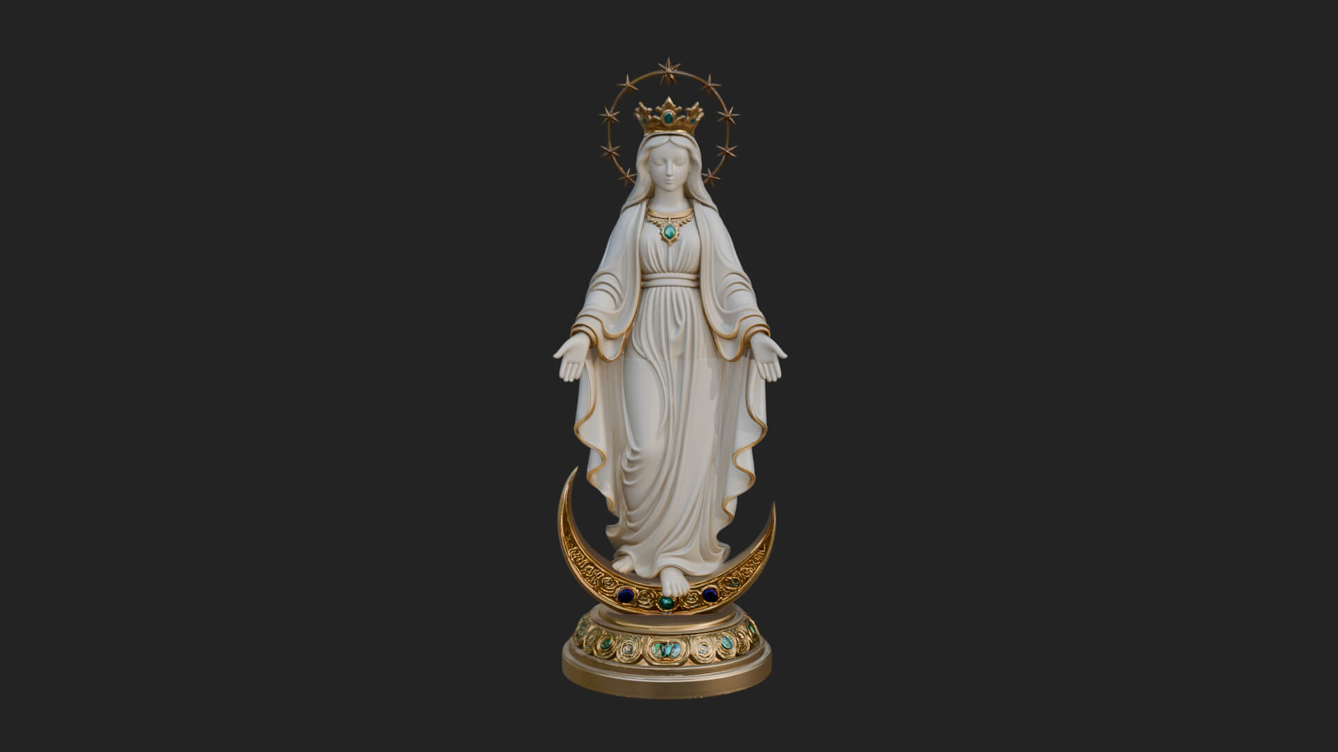 Virgin Mary on Crescent Statue Design 4 3D Print Model 3D Model