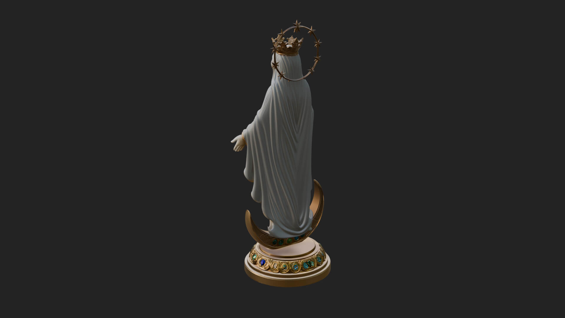 Virgin Mary on Crescent Statue Design 4 3D Print Model 3D Model