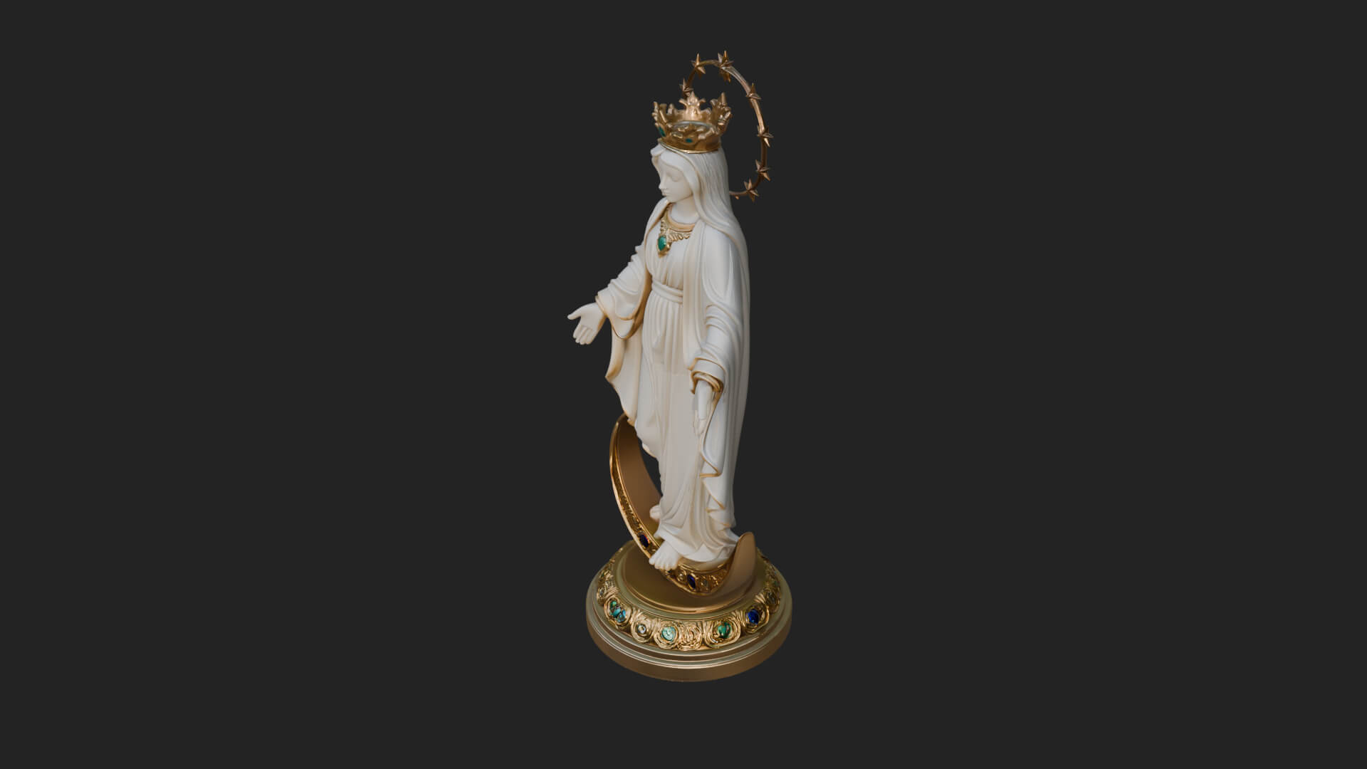 Virgin Mary on Crescent Statue Design 4 3D Print Model 3D Model