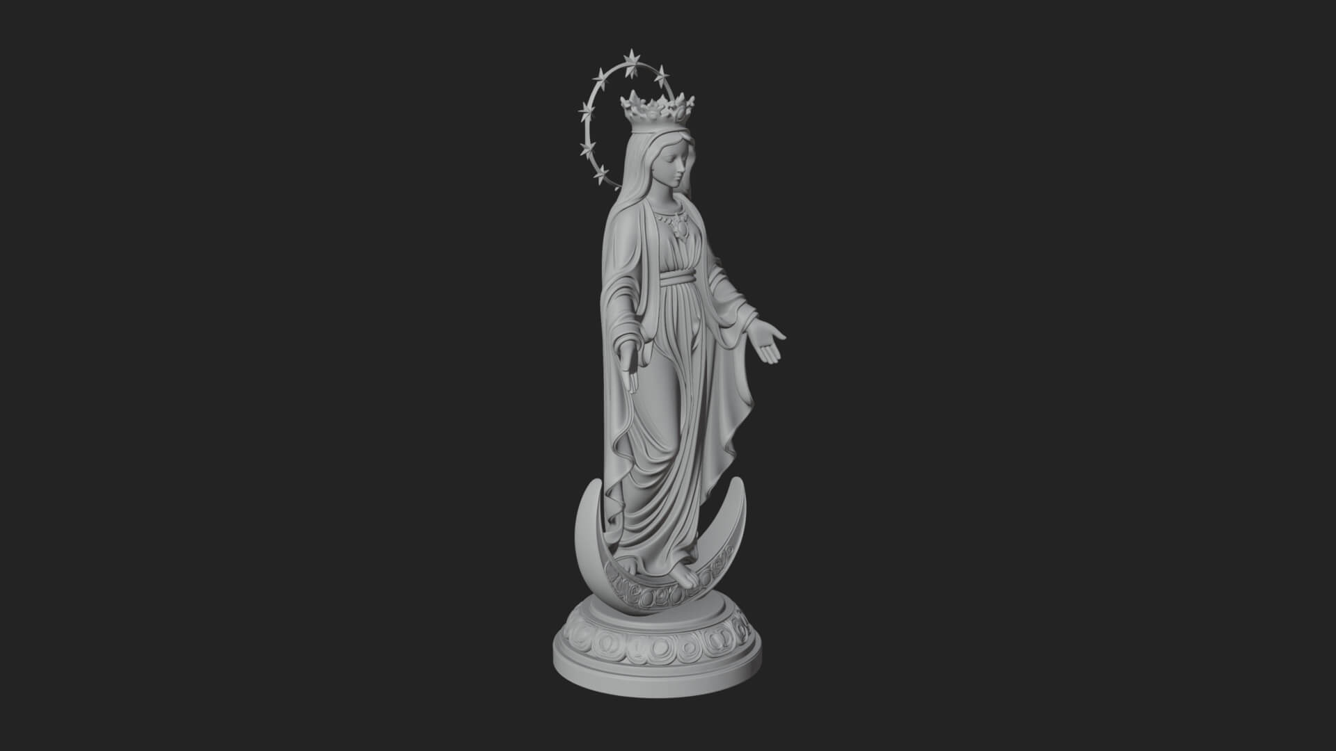 Virgin Mary on Crescent Statue Design 4 3D Print Model 3D Model