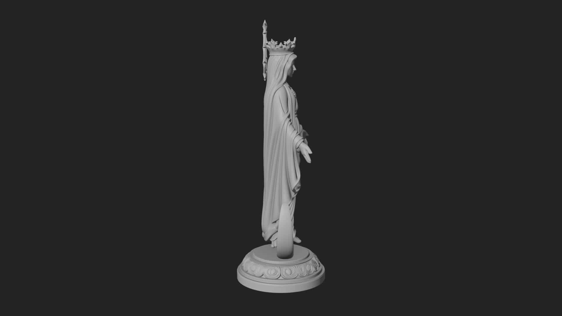 Virgin Mary on Crescent Statue Design 4 3D Print Model 3D Model