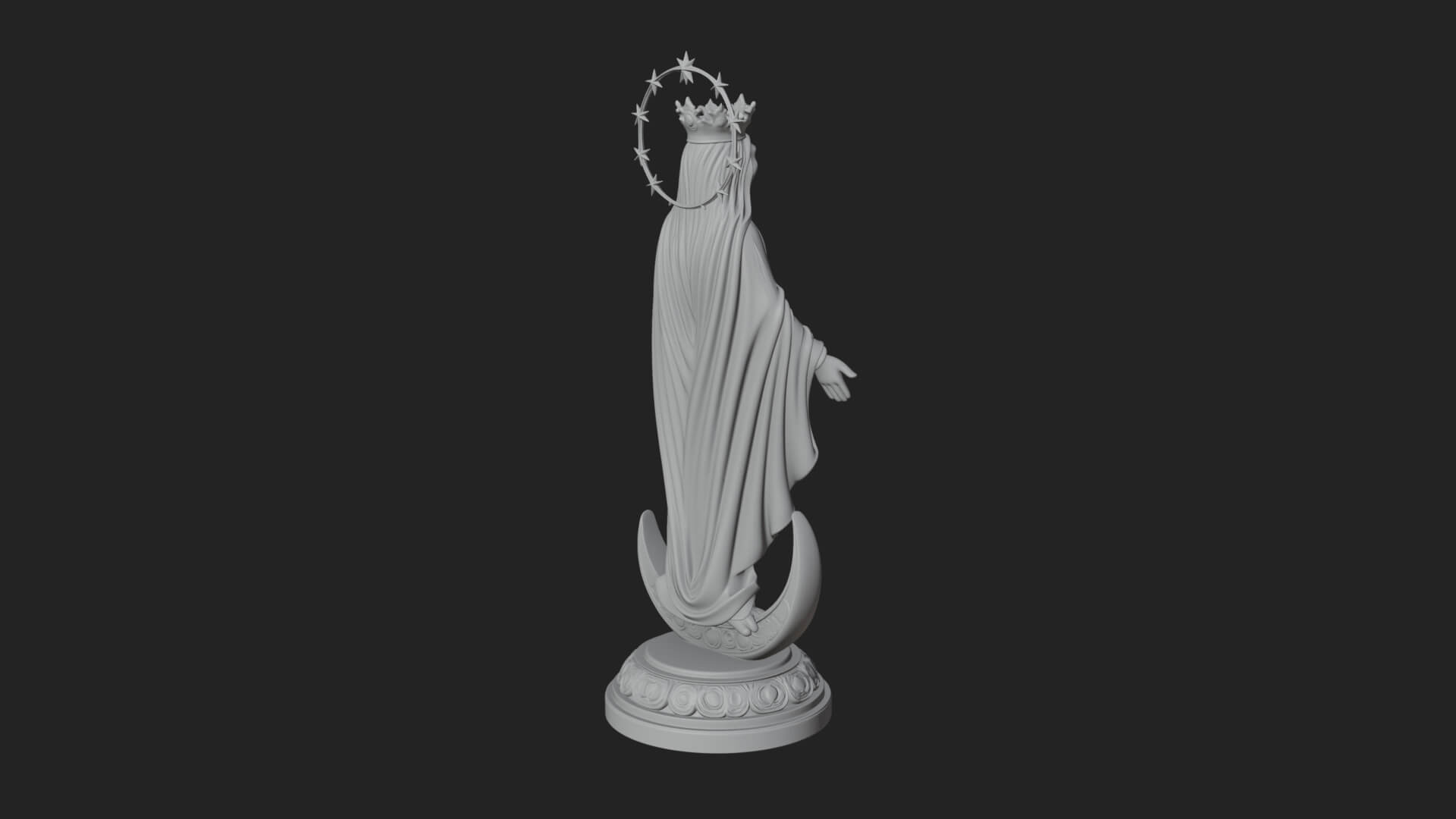 Virgin Mary on Crescent Statue Design 4 3D Print Model 3D Model