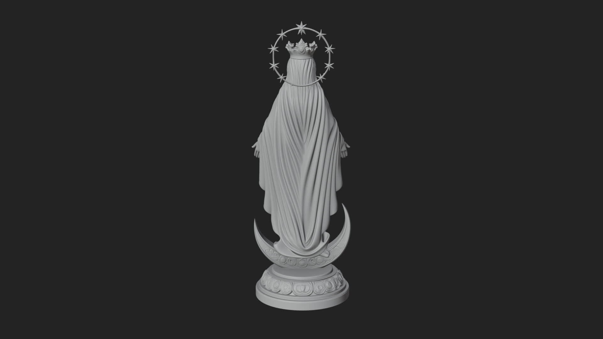 Virgin Mary on Crescent Statue Design 4 3D Print Model 3D Model