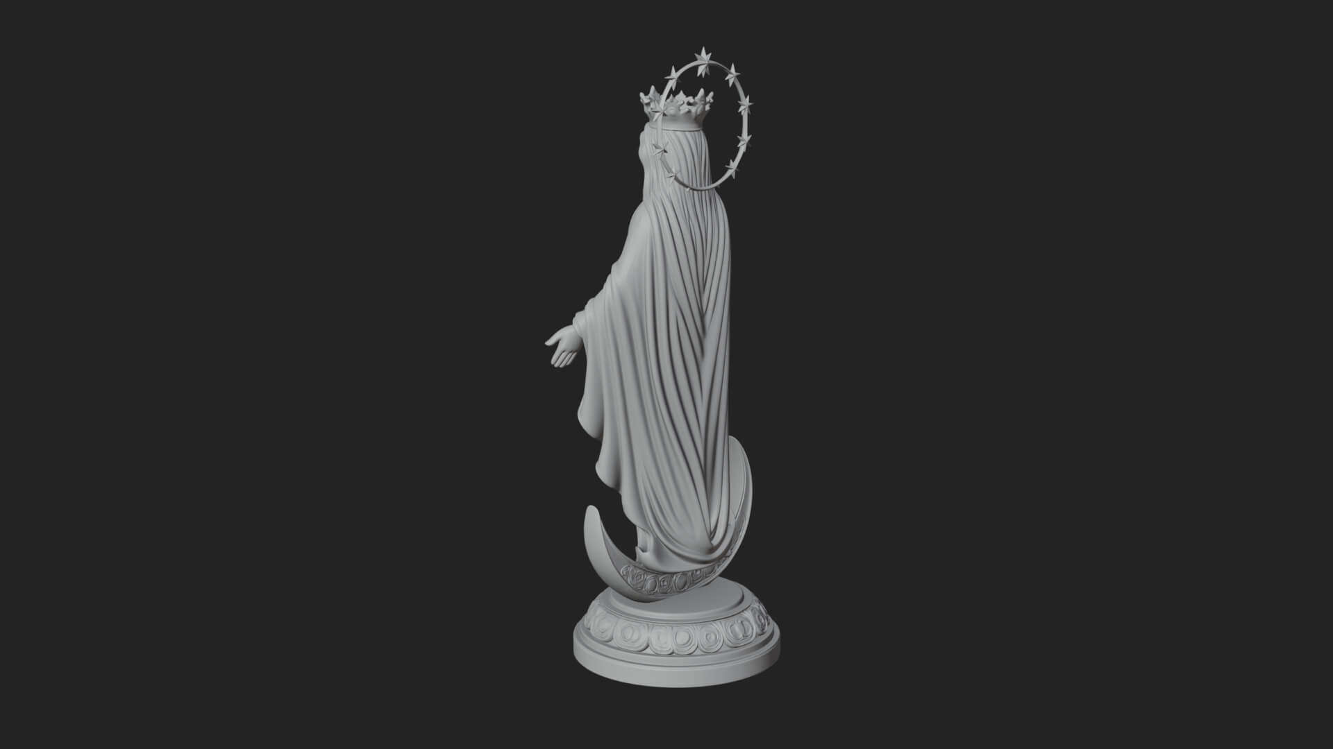 Virgin Mary on Crescent Statue Design 4 3D Print Model 3D Model