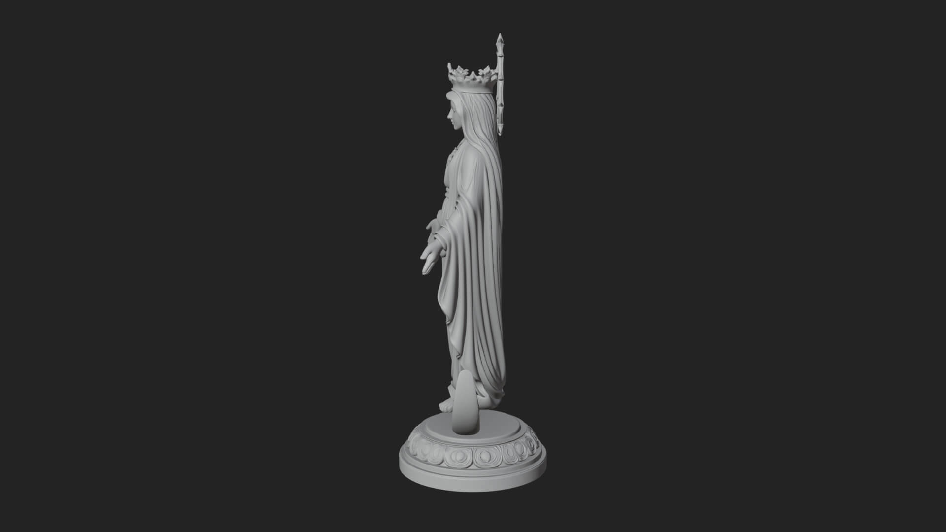 Virgin Mary on Crescent Statue Design 4 3D Print Model 3D Model