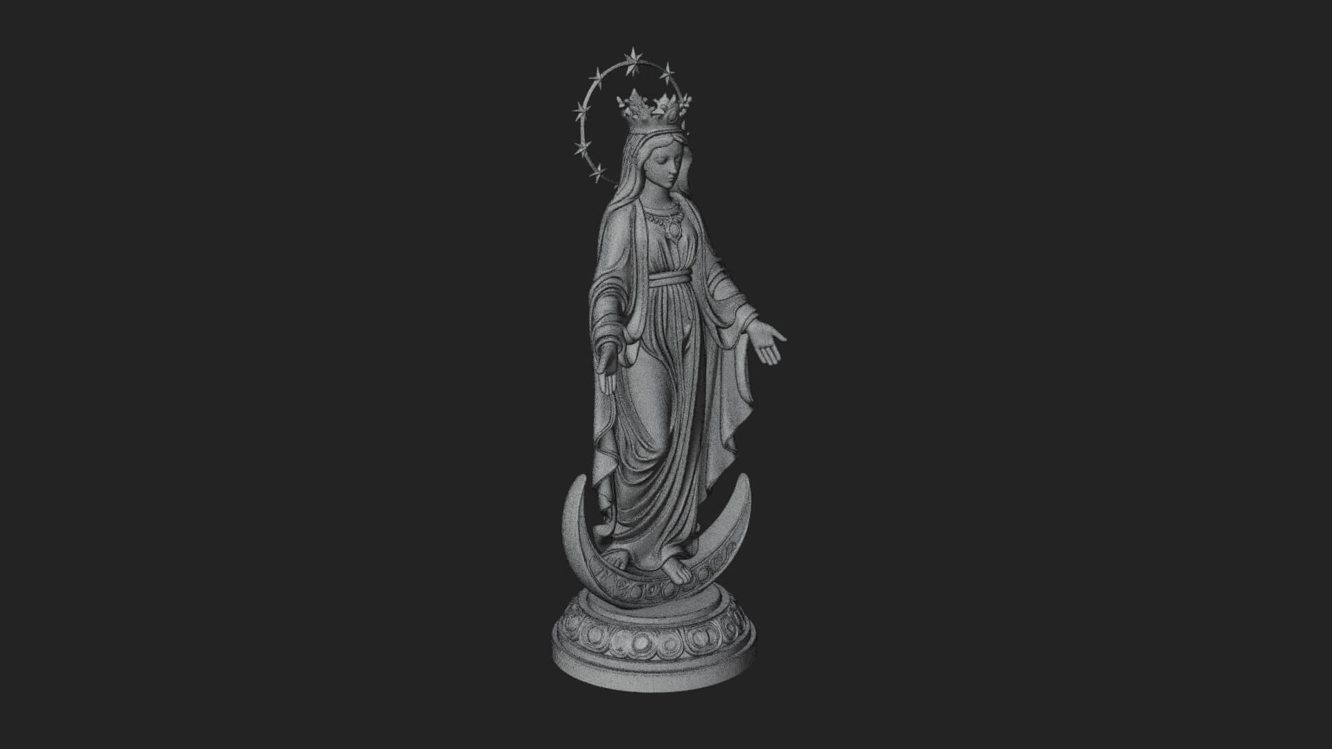 Virgin Mary on Crescent Statue Design 4 3D Print Model 3D Model