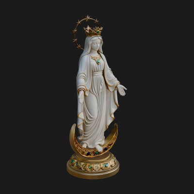 Virgin Mary on Crescent Statue Design 4 3D Print Model