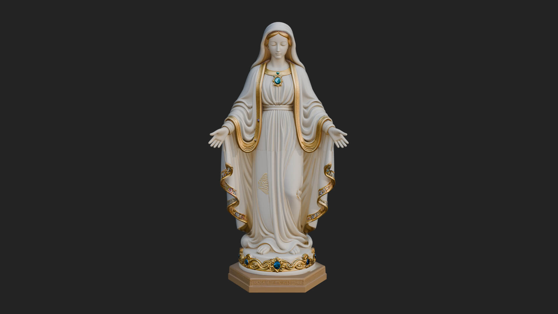 Virgin Mary Statue Design 18 3D Print Model 3D Model