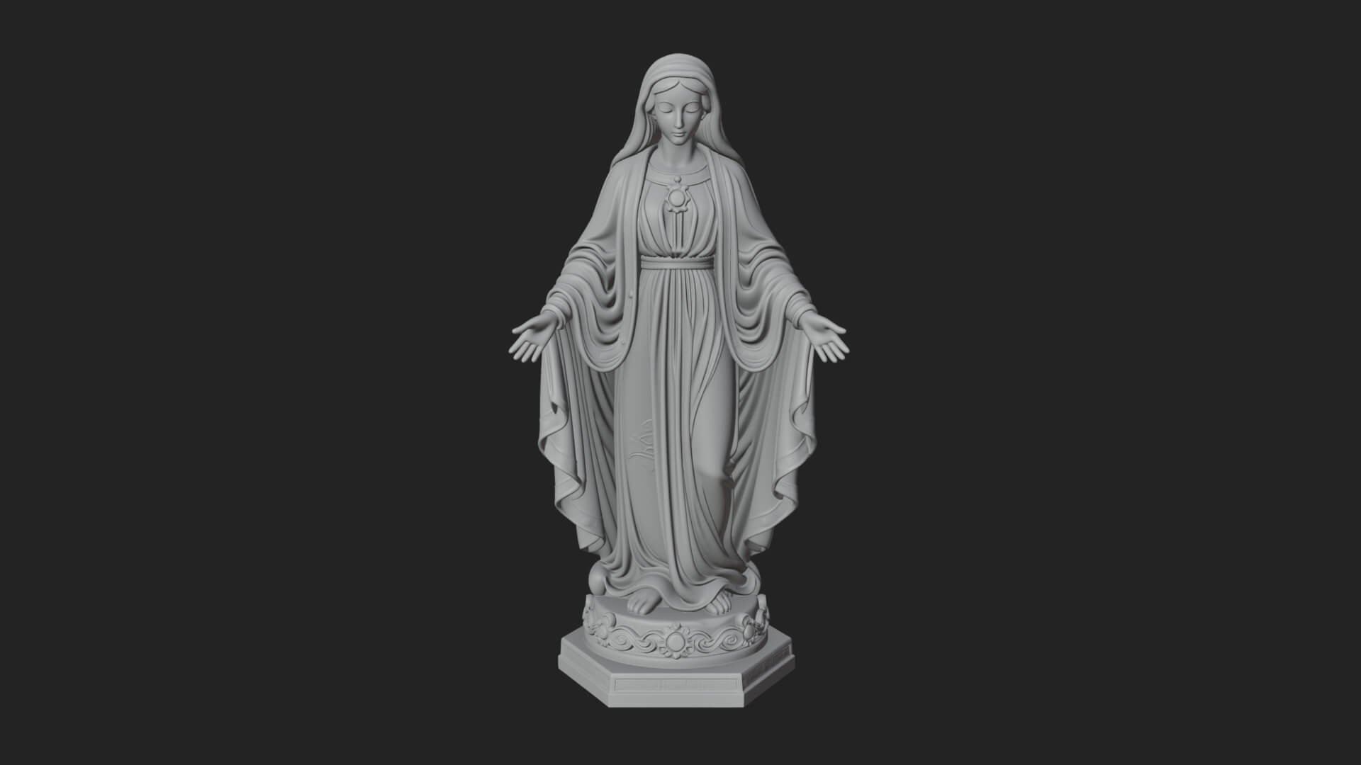 Virgin Mary Statue Design 18 3D Print Model 3D Model