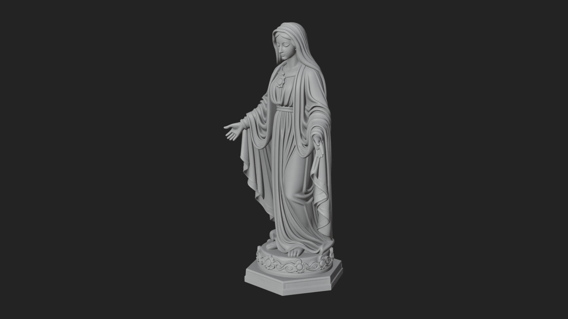 Virgin Mary Statue Design 18 3D Print Model 3D Model