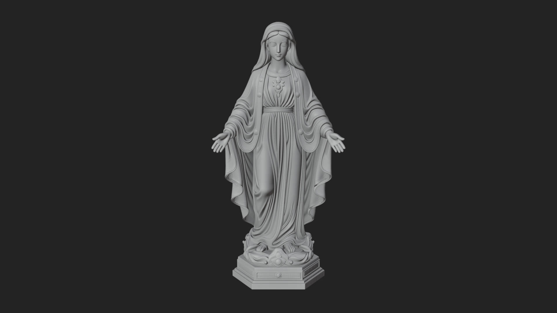 Virgin Mary Statue Design 19 3D Print Model 3D Model