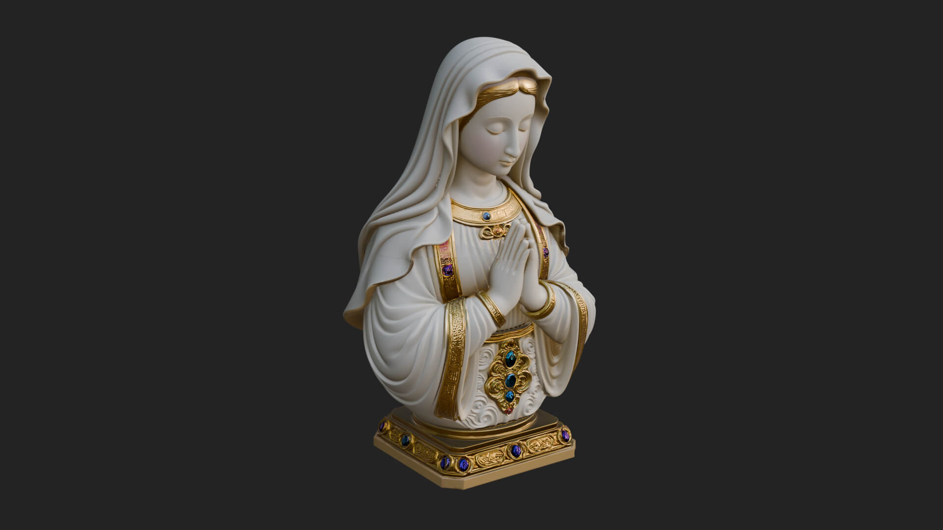 Virgin Mary Statue Design 2 3D Print Model 3D Model