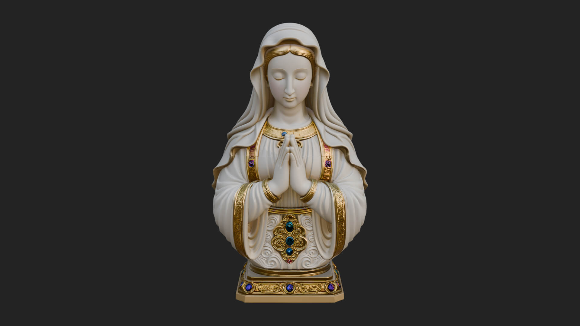 Virgin Mary Statue Design 2 3D Print Model 3D Model