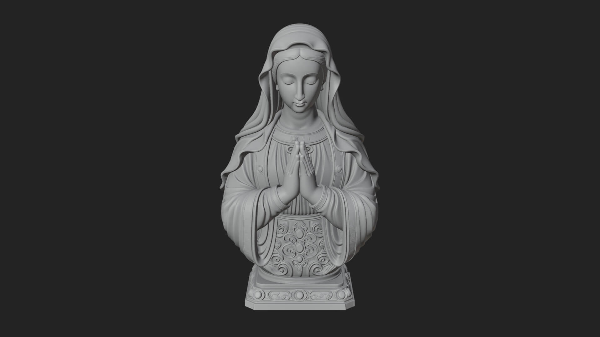 Virgin Mary Statue Design 2 3D Print Model 3D Model