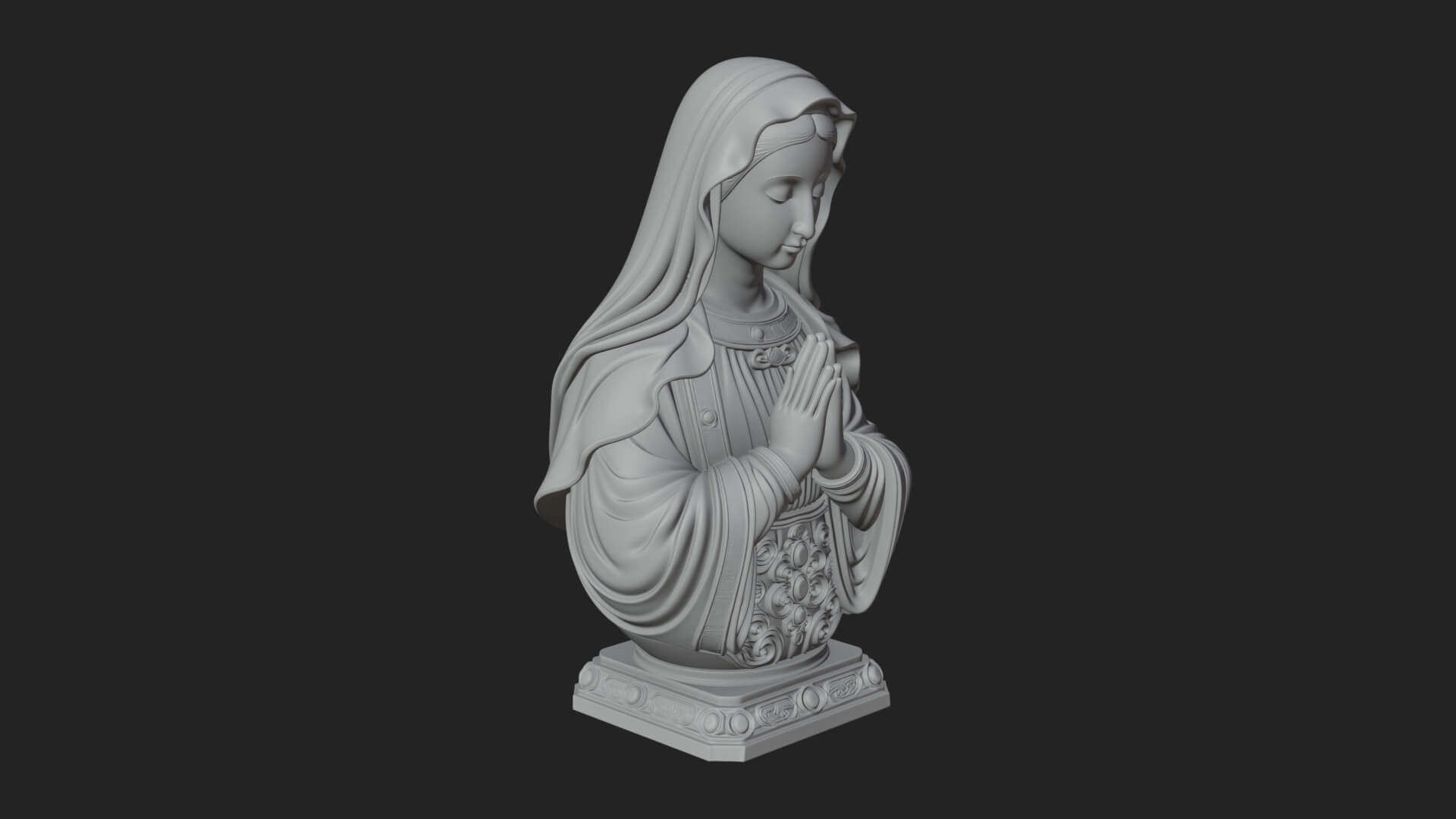 Virgin Mary Statue Design 2 3D Print Model 3D Model