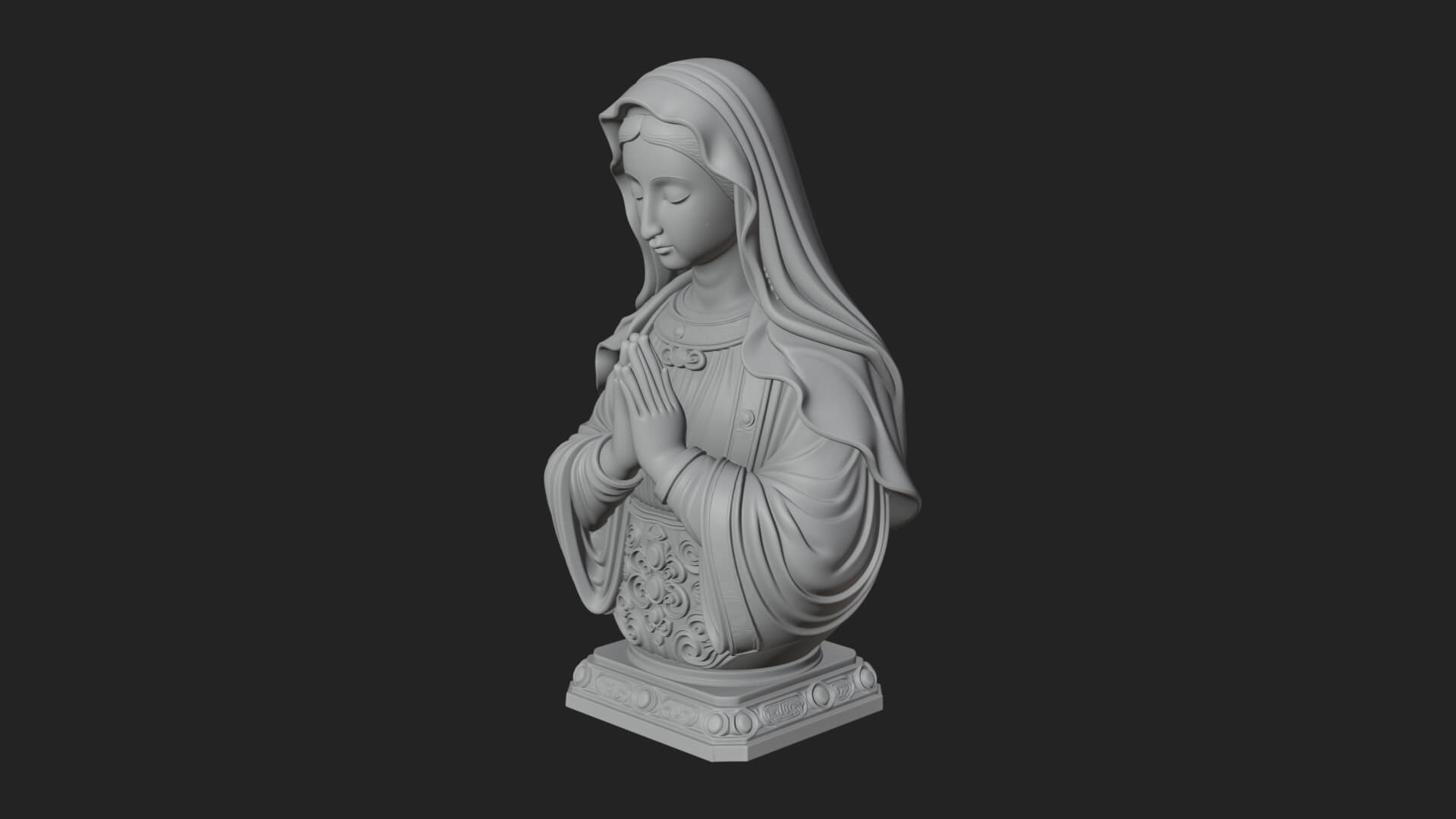 Virgin Mary Statue Design 2 3D Print Model 3D Model