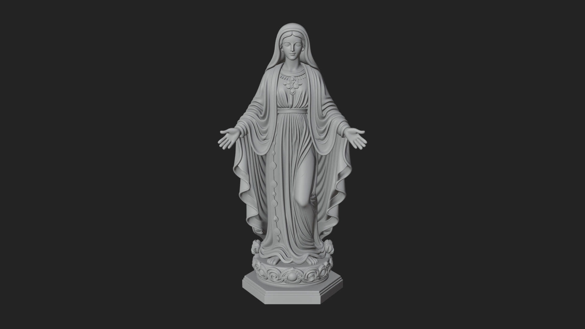 Virgin Mary Statue Design 20 3D Print Model 3D Model