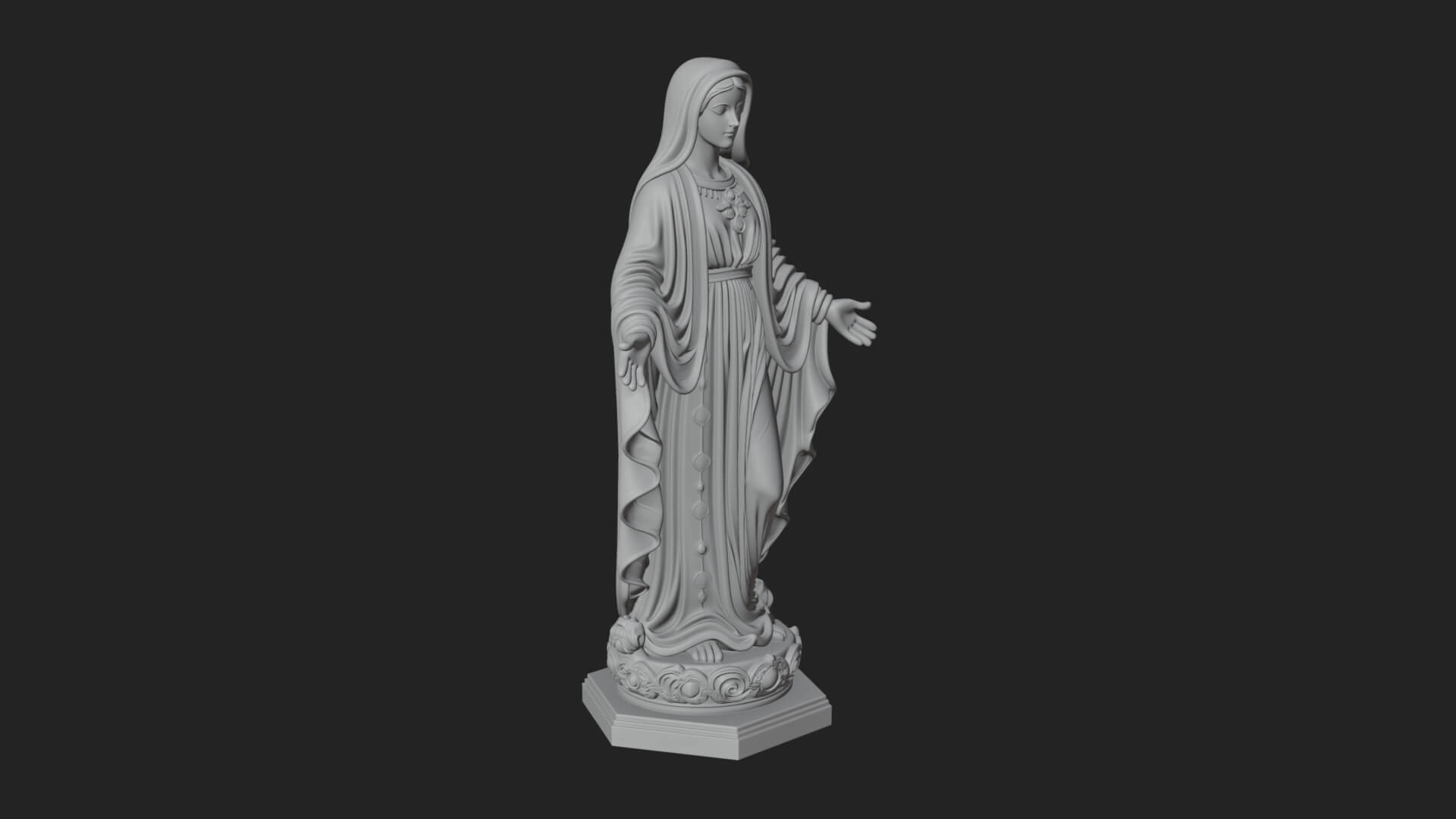 Virgin Mary Statue Design 20 3D Print Model 3D Model