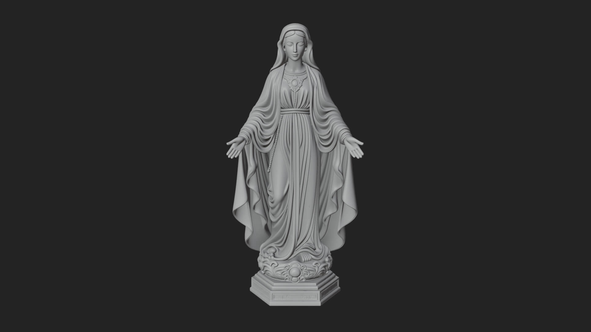 Virgin Mary Statue Design 21 3D Print Model 3D Model