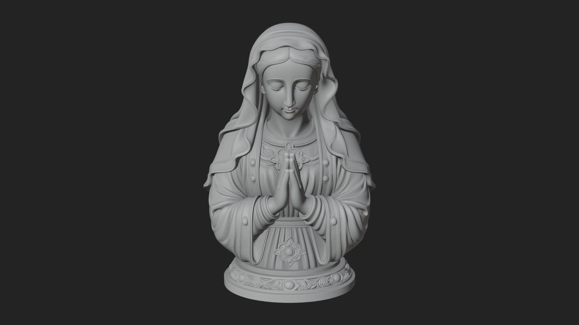 Virgin Mary Statue Design 3 3D Print Model 3D Model