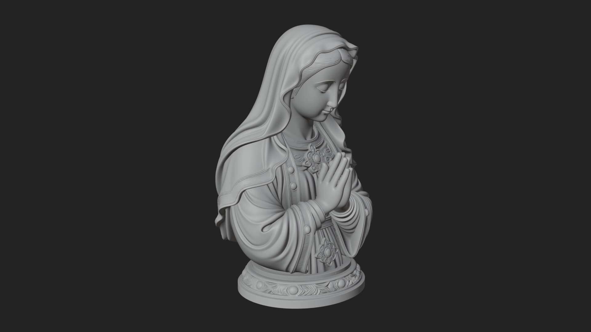 Virgin Mary Statue Design 3 3D Print Model 3D Model