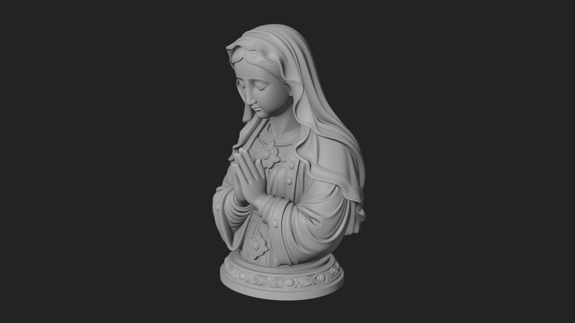 Virgin Mary Statue Design 3 3D Print Model 3D Model