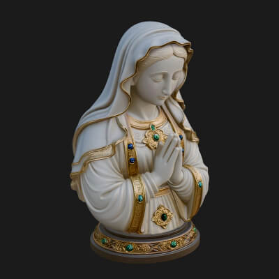Virgin Mary Statue Design 3 3D Print Model
