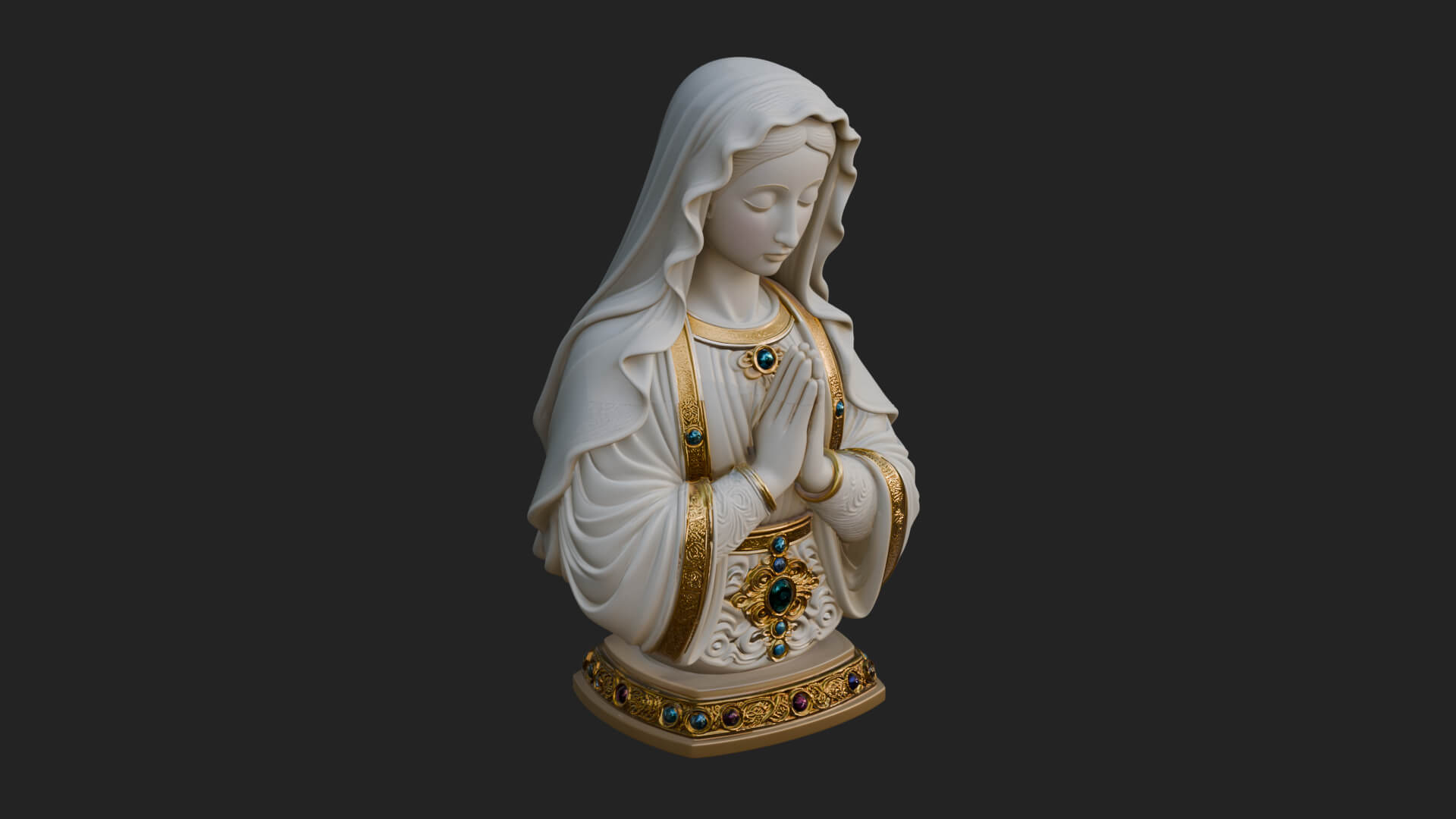 Virgin Mary Statue Design 4 3D Print Model 3D Model