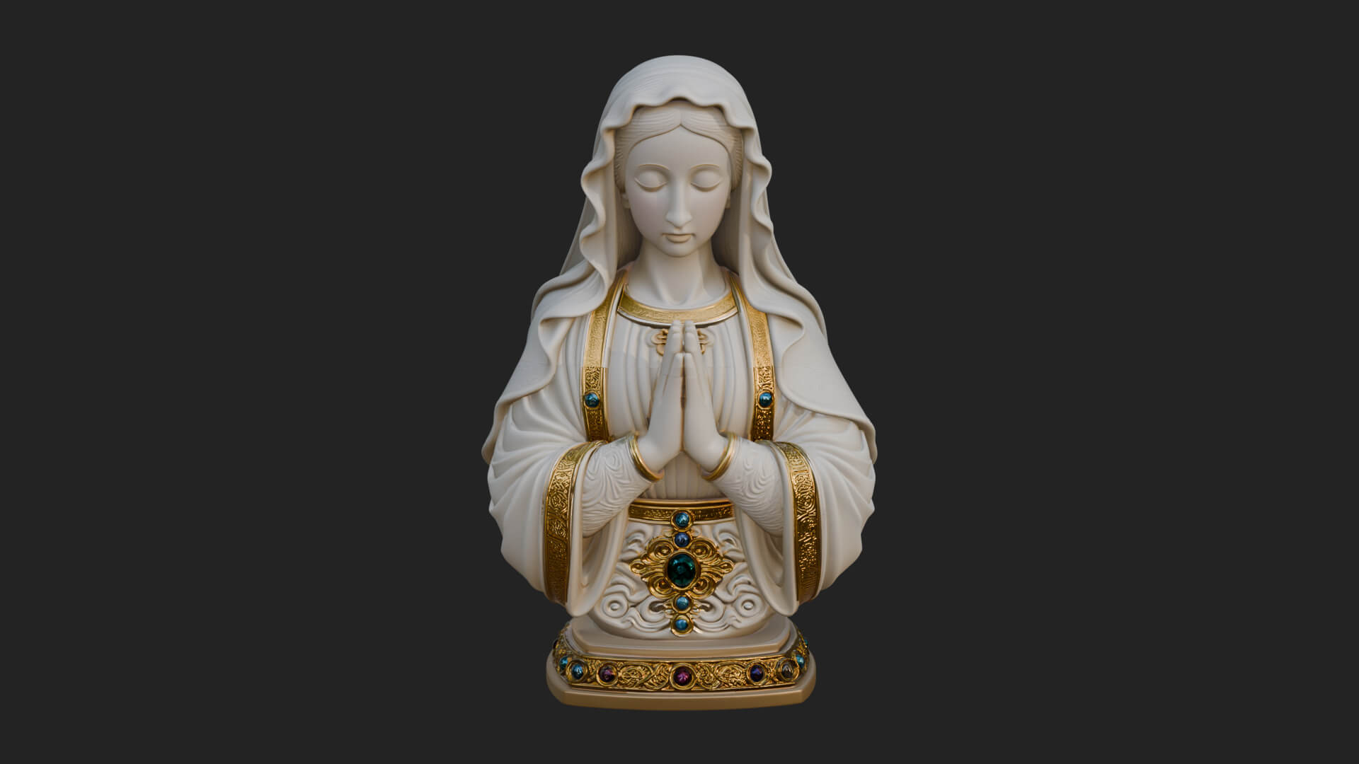 Virgin Mary Statue Design 4 3D Print Model 3D Model