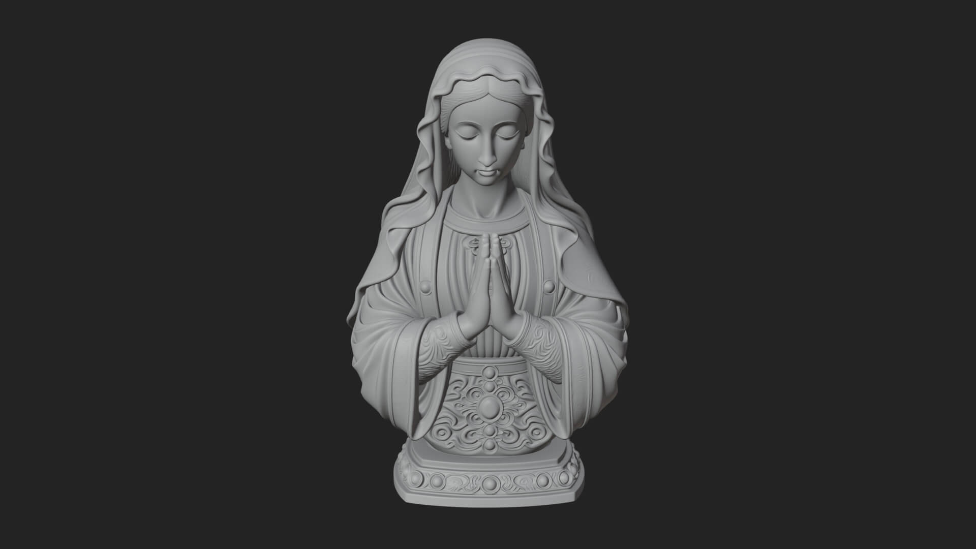 Virgin Mary Statue Design 4 3D Print Model 3D Model