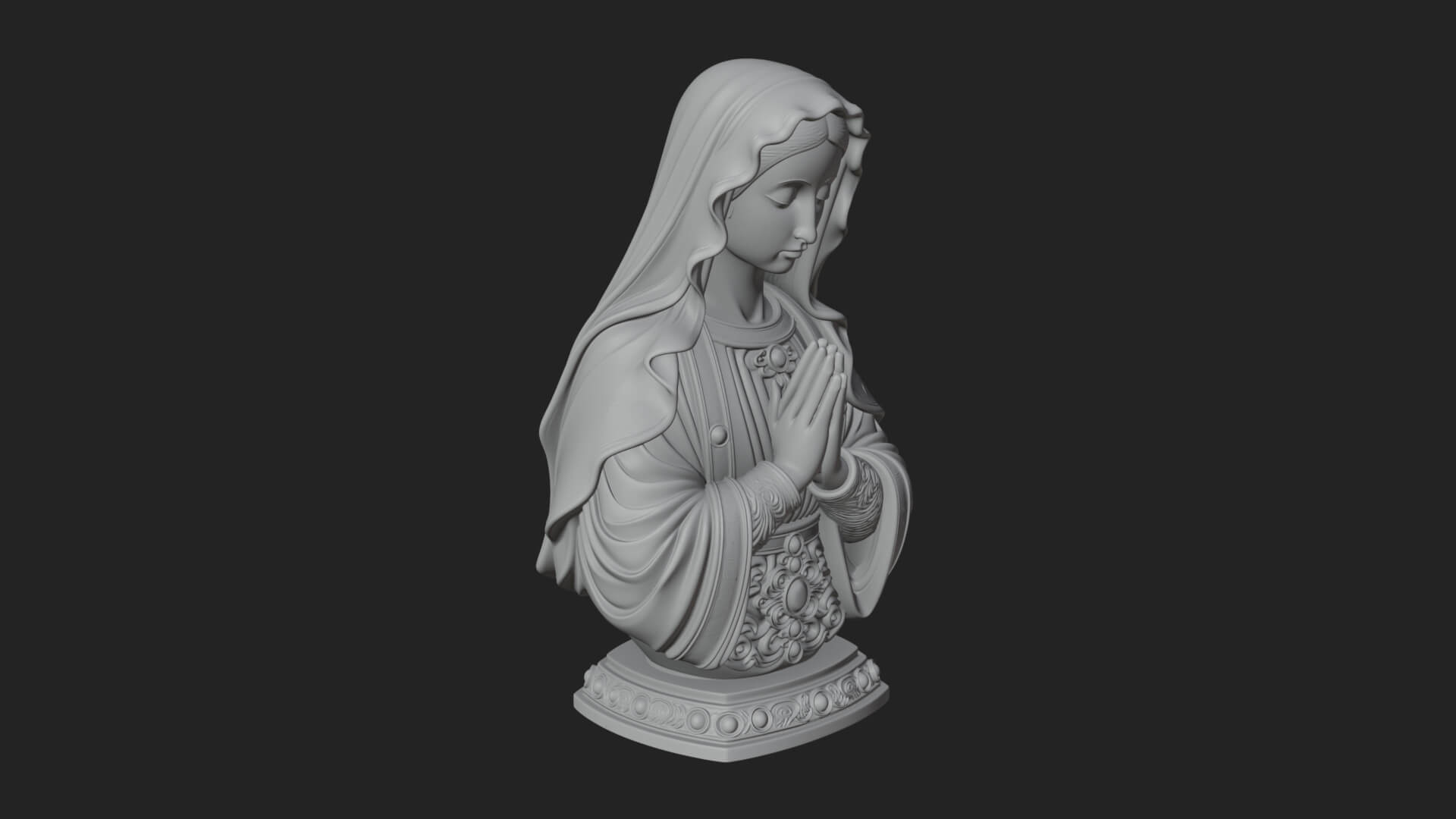 Virgin Mary Statue Design 4 3D Print Model 3D Model