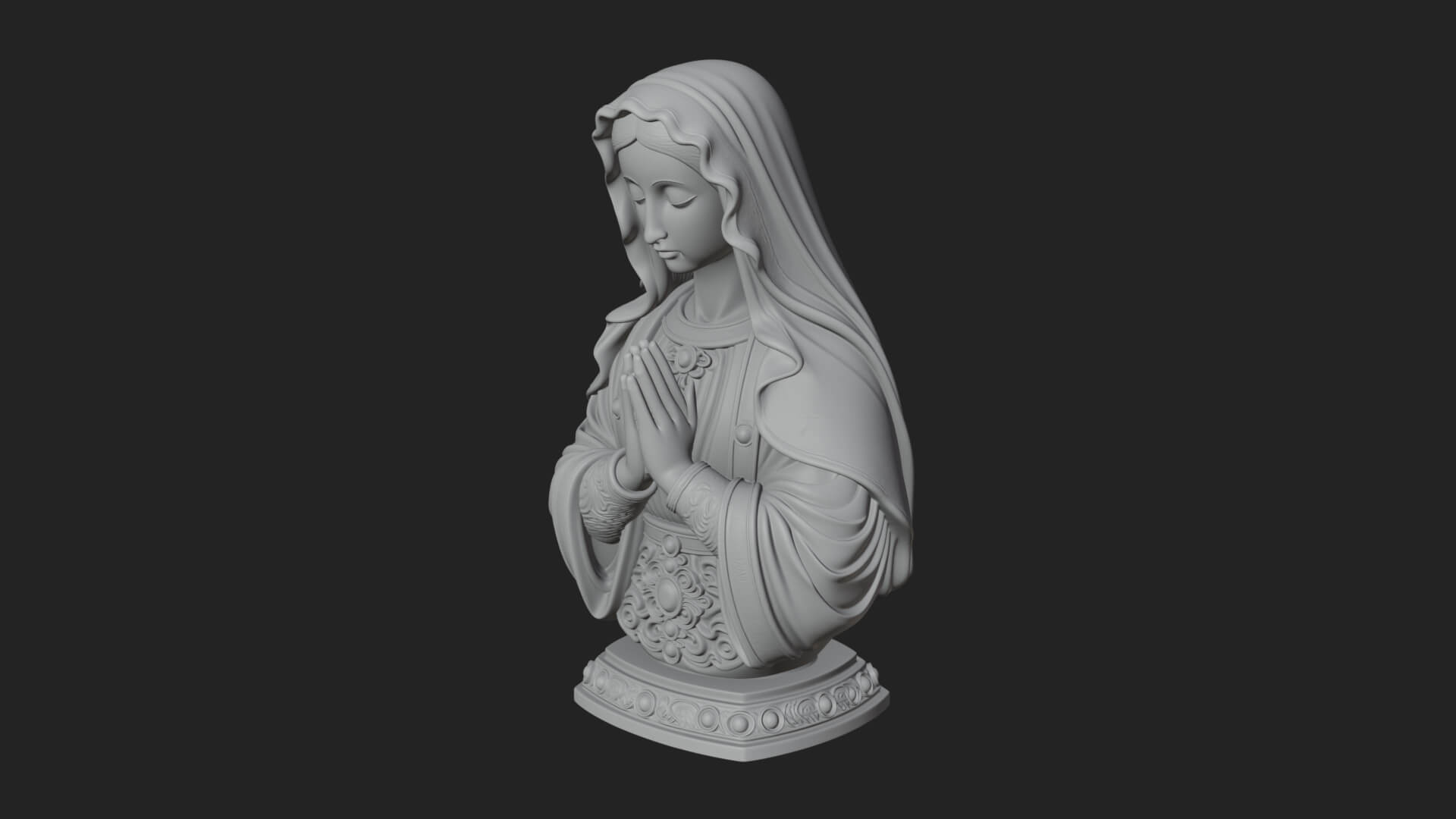 Virgin Mary Statue Design 4 3D Print Model 3D Model