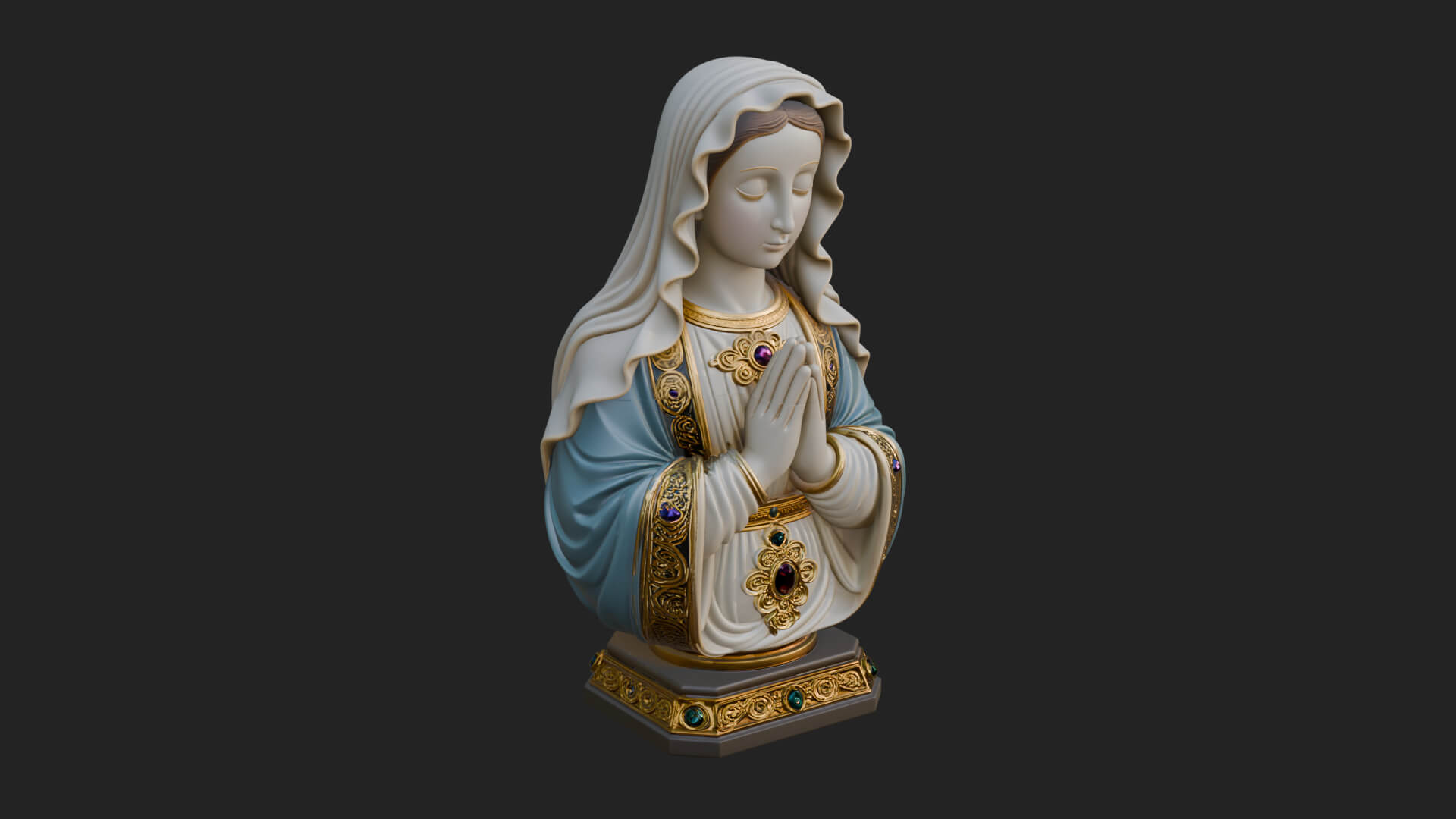 Virgin Mary Statue Design 5 3D Print Model 3D Model
