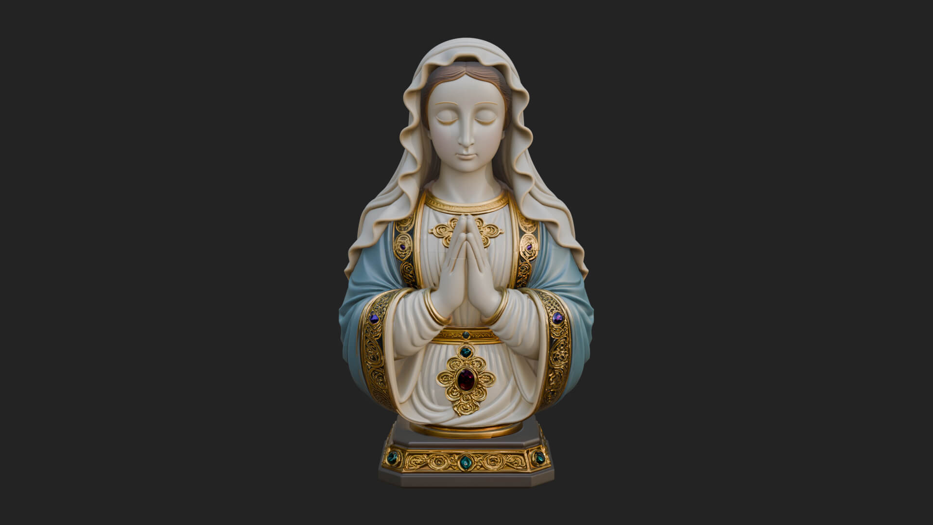 Virgin Mary Statue Design 5 3D Print Model 3D Model