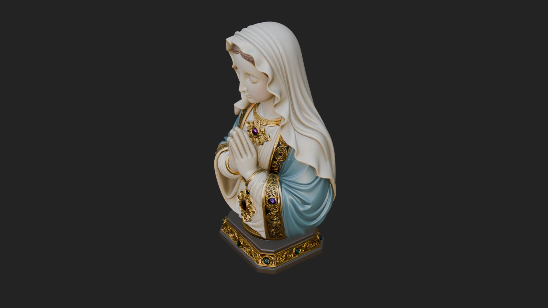 Virgin Mary Statue Design 5 3D Print Model 3D Model
