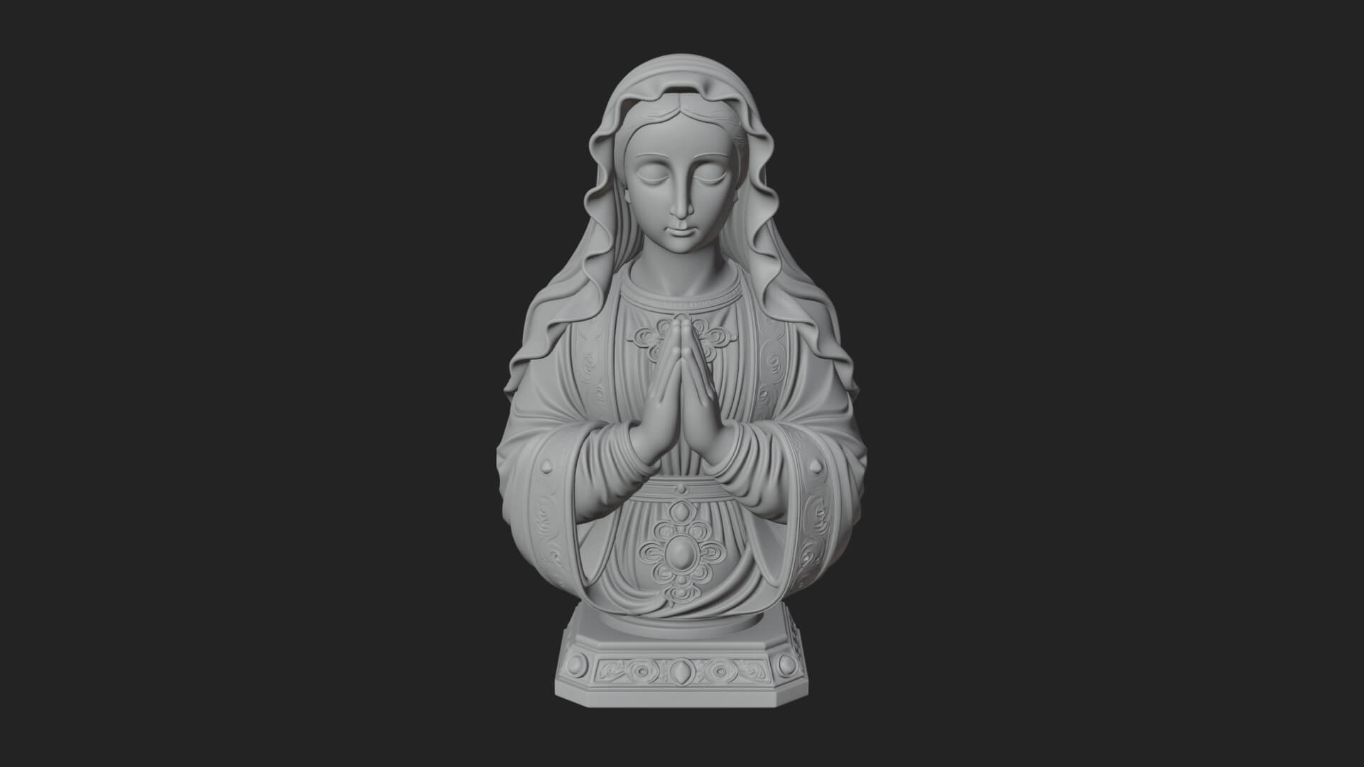 Virgin Mary Statue Design 5 3D Print Model 3D Model
