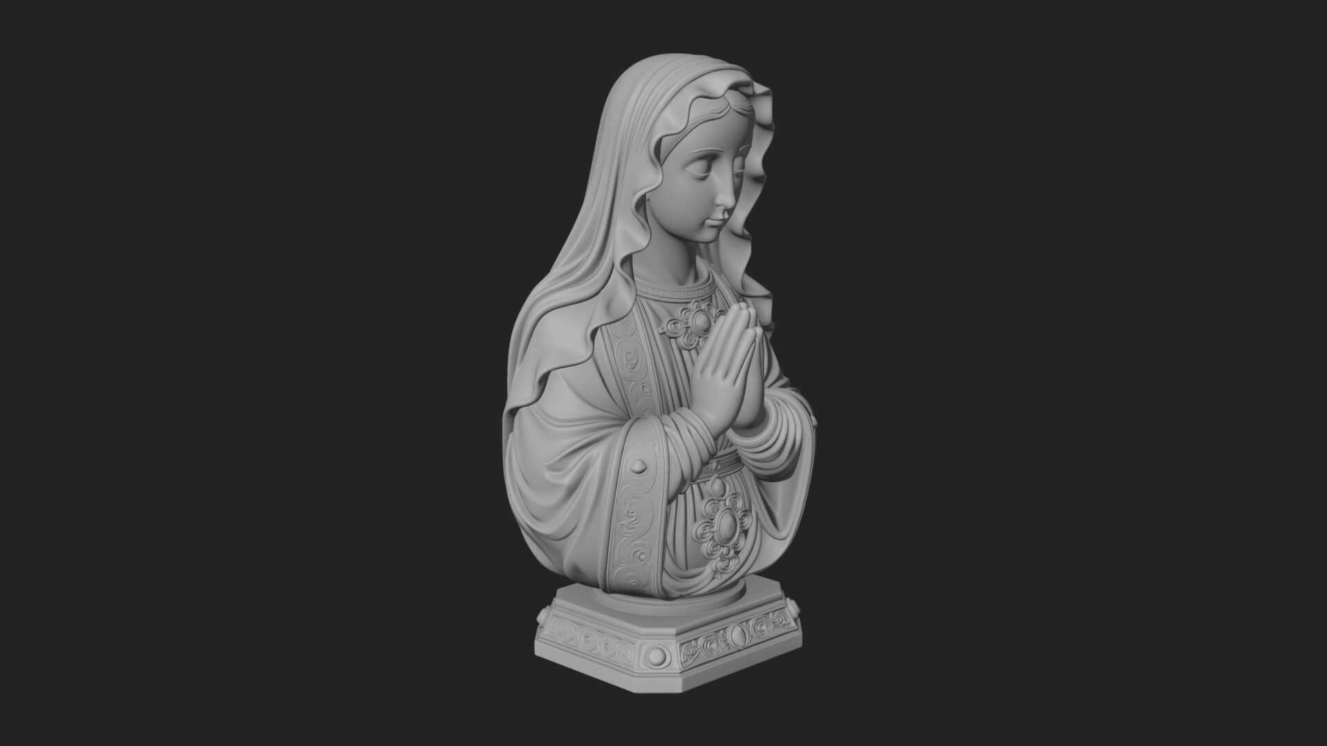 Virgin Mary Statue Design 5 3D Print Model 3D Model