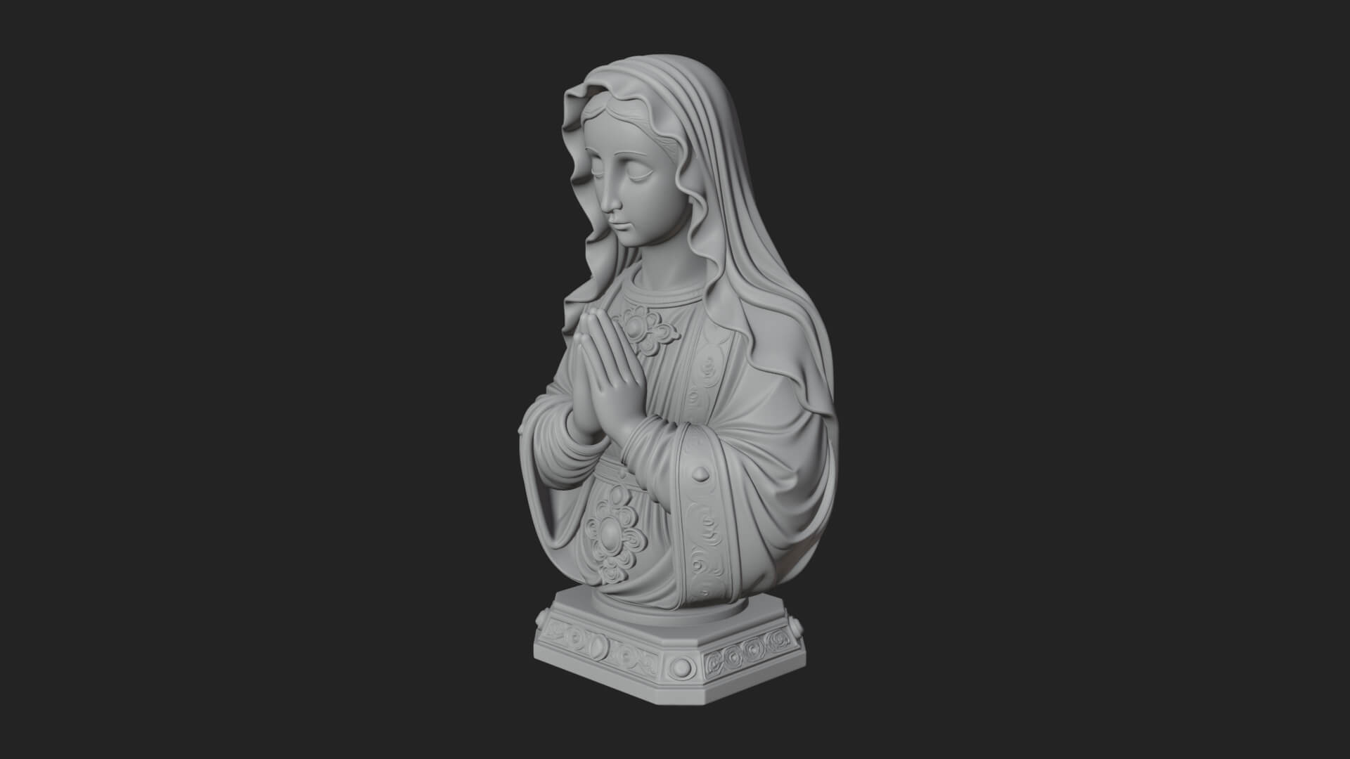 Virgin Mary Statue Design 5 3D Print Model 3D Model